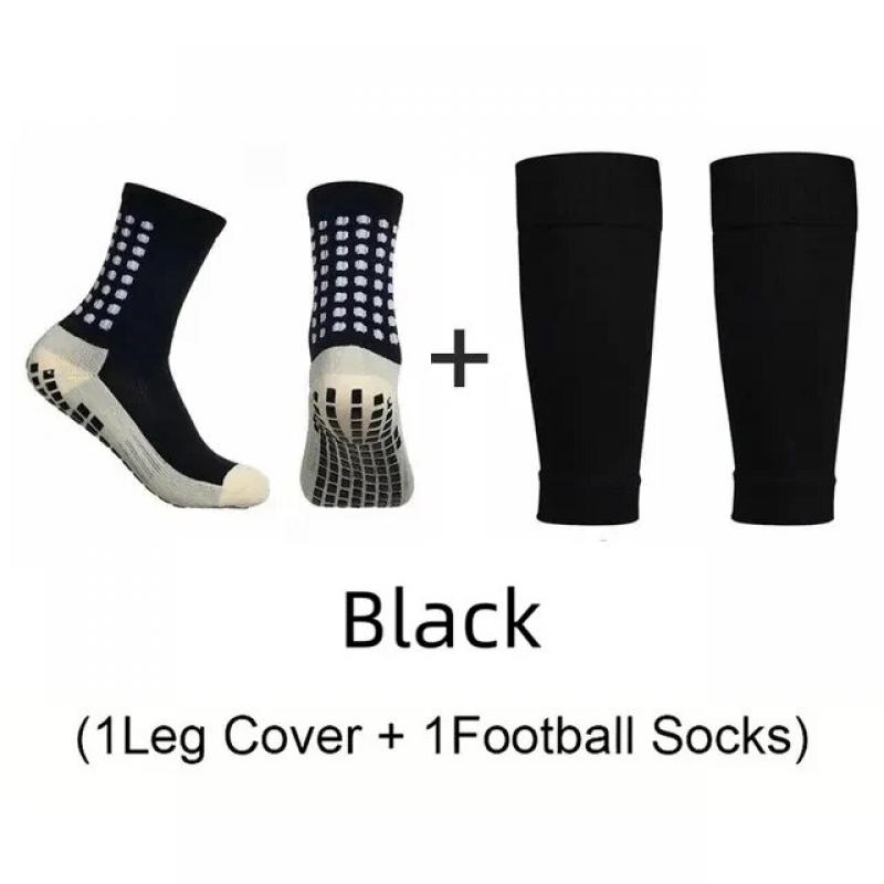 

Комплект из 2 пар мужских носков для футбола с защитой от проколов и наколенников, наколенники для взрослых и молодежи, нескользящие щитки для ног для баскетбола, футбола и спорта чёрный