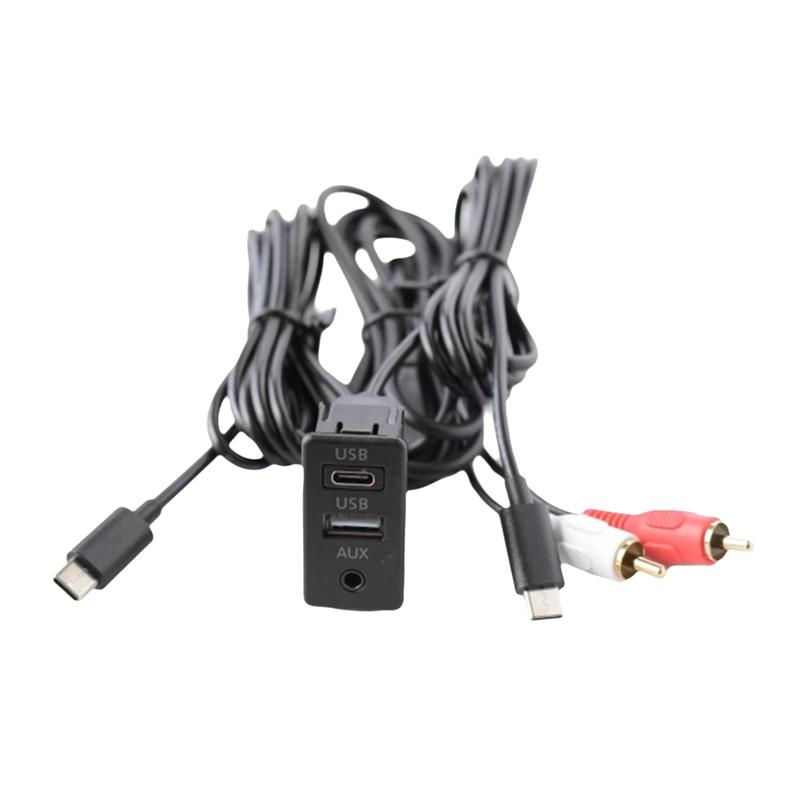 Portable Car Android Navigation Machine AUX Panel TYPE-C+RCA Input Double USB+AUX Interface Panel Extension Cable Adapter Panel