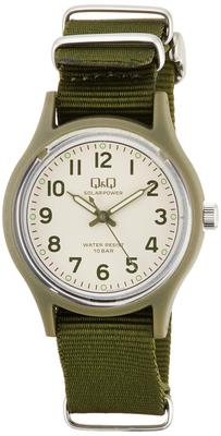Citizen Analog Solar Wasserdicht bis 10 Nylon Grün Q&Q Herrenuhr, ATM, Armband, E05A-006VK,