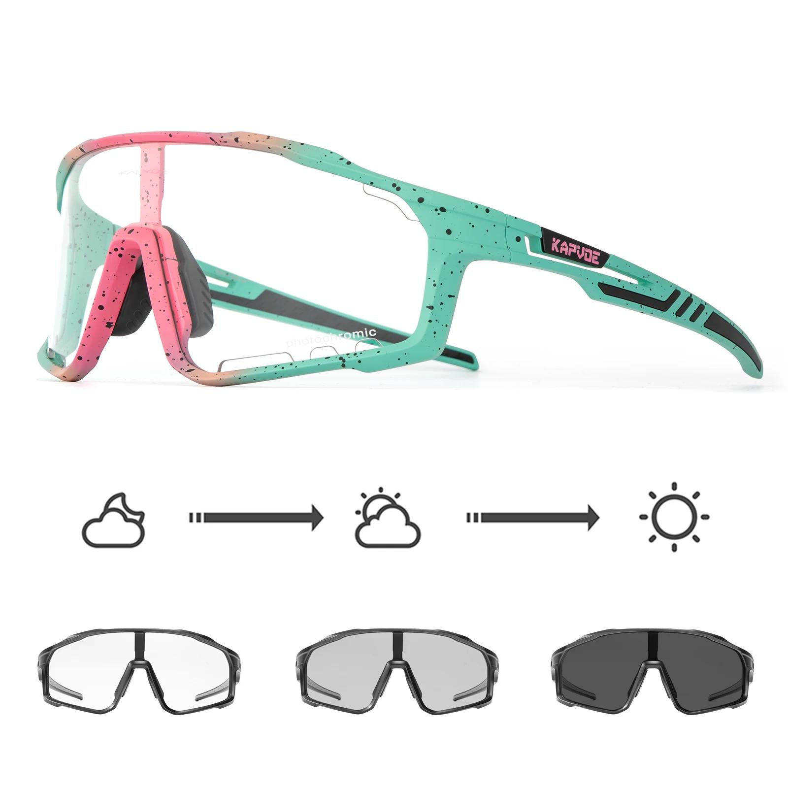 

Kapvoe Photochromic Cycling Glasses Cycling Sunglasses UV400 Built-in Myopia Frame Outdoor Bike Eyewear Sports Bicycle Goggles Photochromatic 1LENS