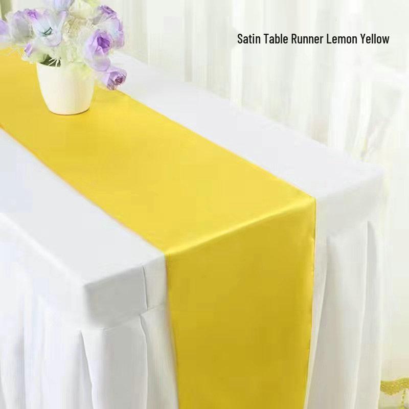 High-Density Satin Table Runner for Weddings & Banquets - Solid Color Polyester Table Decoration