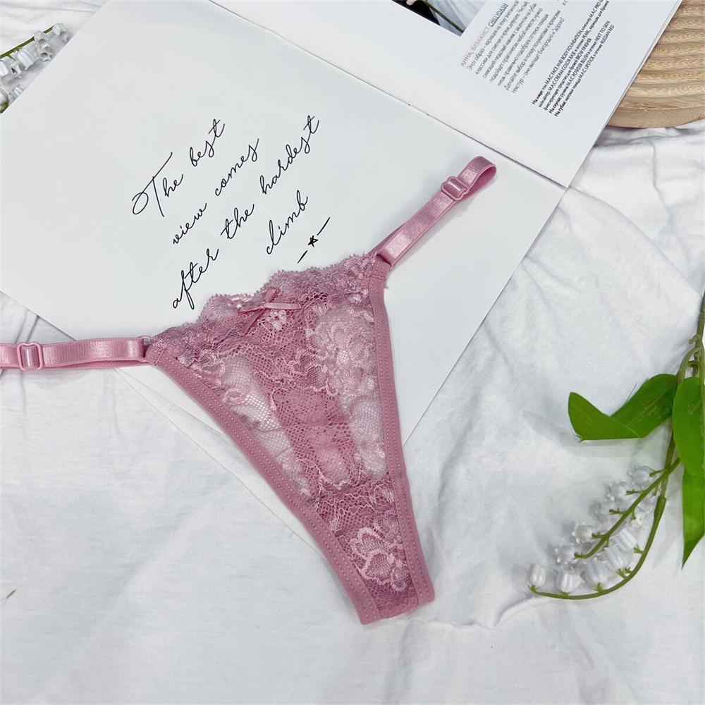3Pcs/Set Adjustable Belt Sexy Women Lace Thong Panties Low Waist G-String Underwear Hollow Out Lace Lingerie