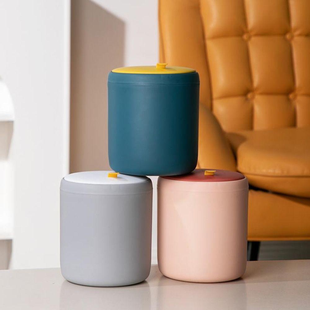 With Lid Waste Bin Plastic Garbage Basket Large Capacity Press-Type Trash Can  Desktop/Tabletop