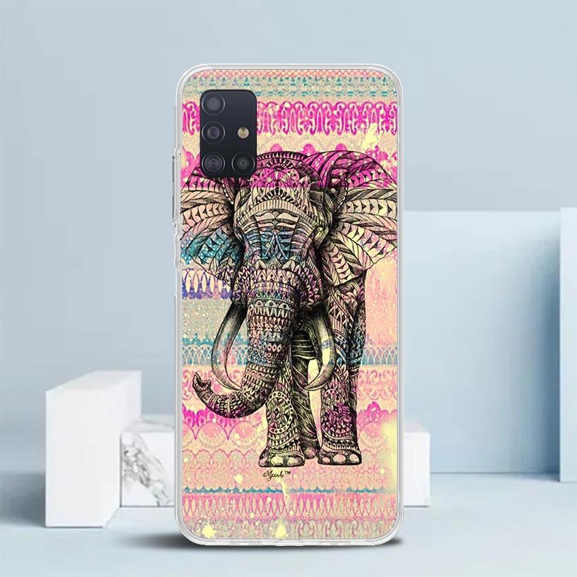 

Elephant Mandala Aztec Soft Cover for Samsung Galaxy A12 A22 A32 A52 A72 A02S Phone Case Note 20 Ultra 10 S10 Plus A51 A71 A50S Samsung A12 5G