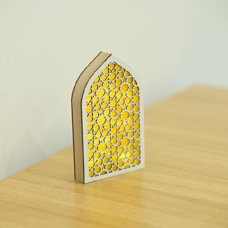 LED Lighted Eid Wood Mosque Ornament Festivals Hanging Pendant Party Supplies for Home Bedroom Living Room Decoration