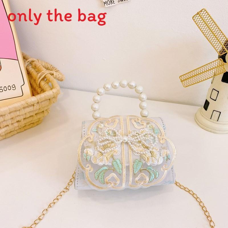 Chinese Style Girl Princess Butterfly Pearl Handbag With Chain Crossbody For Kids Fashion Accessories