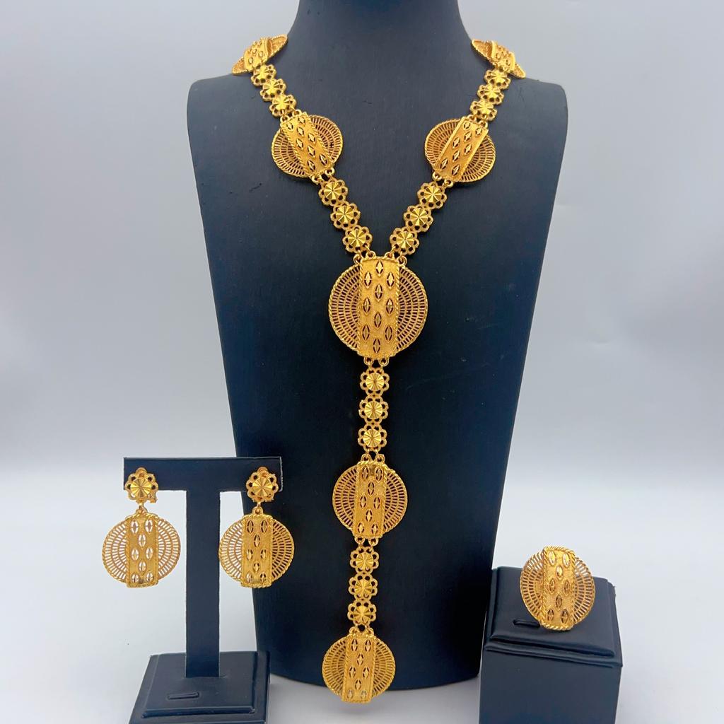 Long Necklace Earrings Jewelry UAE Indian Bridal Jewelry Gold Plated Dubai Africa Earrings