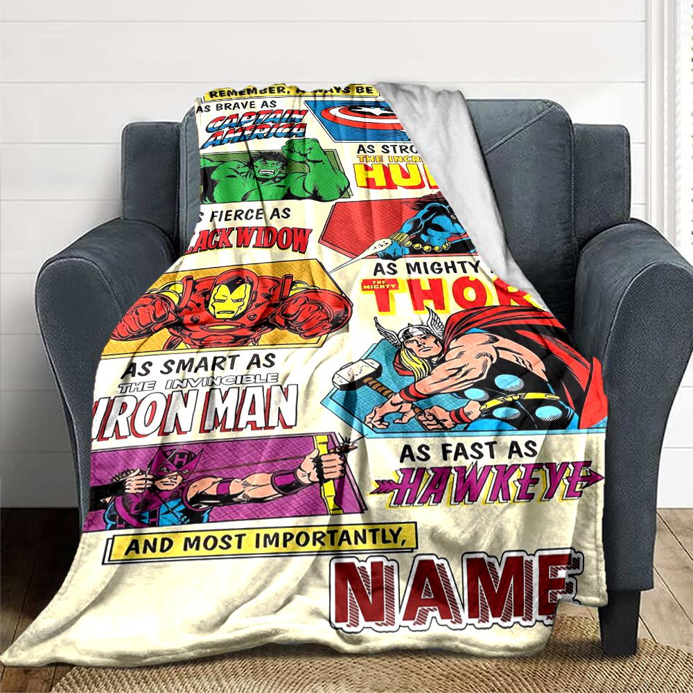 Custom Name Iron Man: Hero's Journey Blanket for Couch & Bed, Plush Cozy Fuzzy Blanket Super Soft & Warm Blankets for Fall and Winter. 090810
