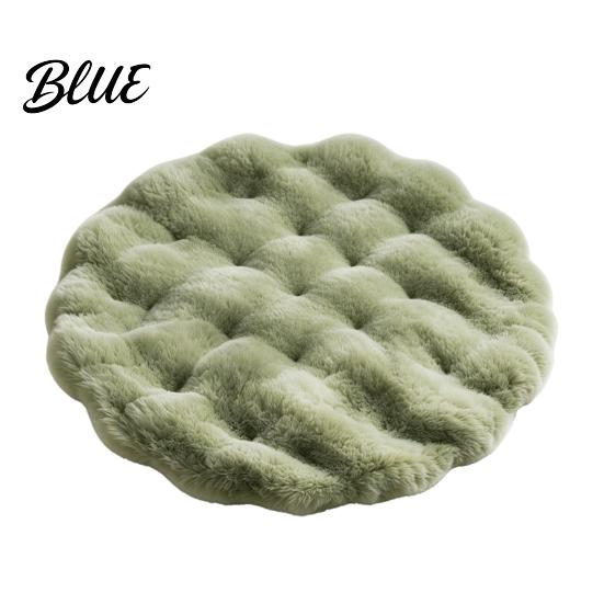 Washable Rabbit Fur Bed Cushion Round Faux Cat Mat Pet Rug Soft Fluffy Non-Slip Non