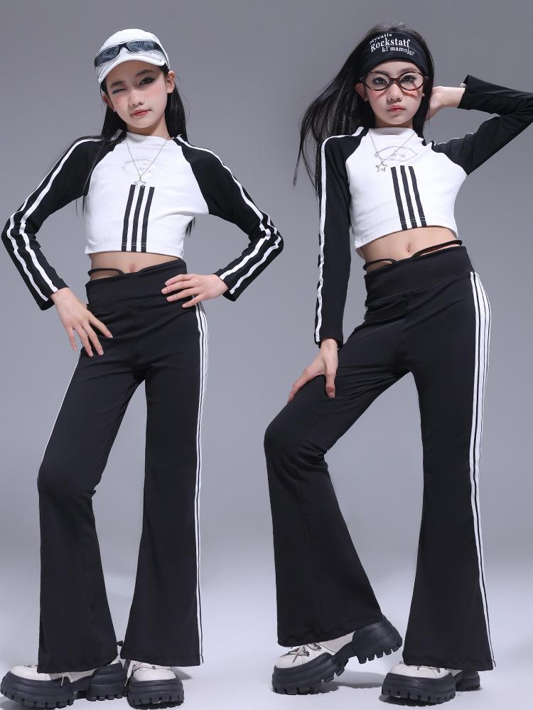 Girls' Jazz Dance Performance Costume - Trendy Streetwear Set for Children's Dance Shows and Fashion Events