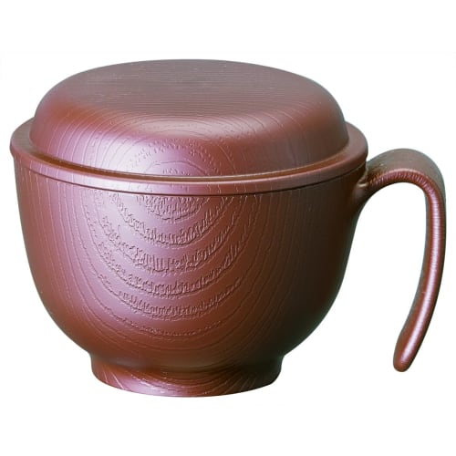 Skater Rice Bowl, Wood Grain, Fluffy Lid, Handle, Brown, Made in Japan, 370ml NBLS1HF