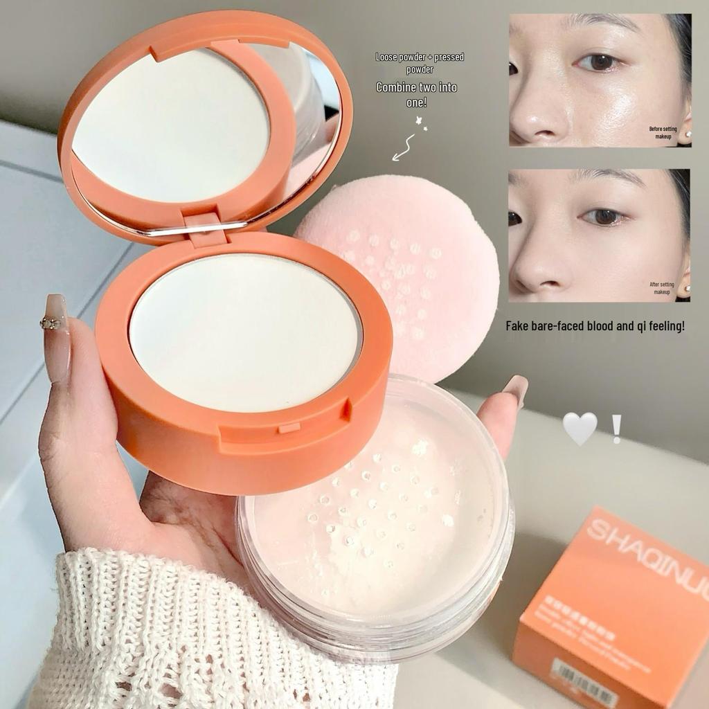 SHAQINUO Dual-Effect Translucent Loose Powder: Foundation, Touch-up, Concealer, Contour, Blush, Brighten, Highlight & Set