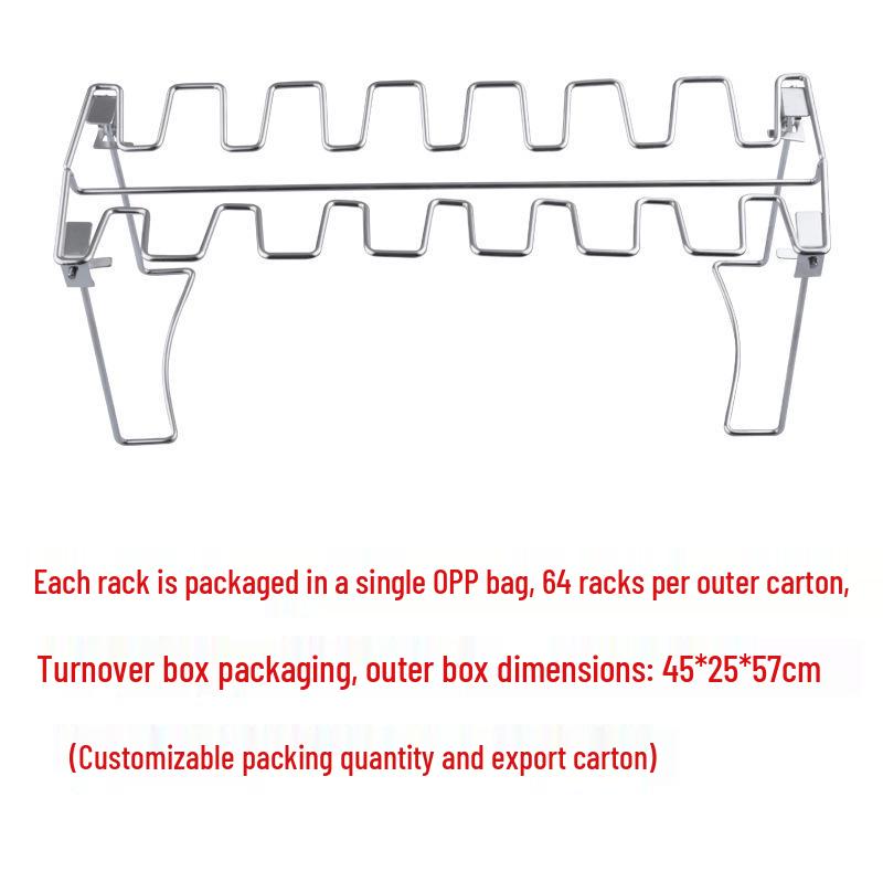 

Складная стойка для куриных ножек из нержавеющей стали 430 с поддоном - Вмещает 14 ножек