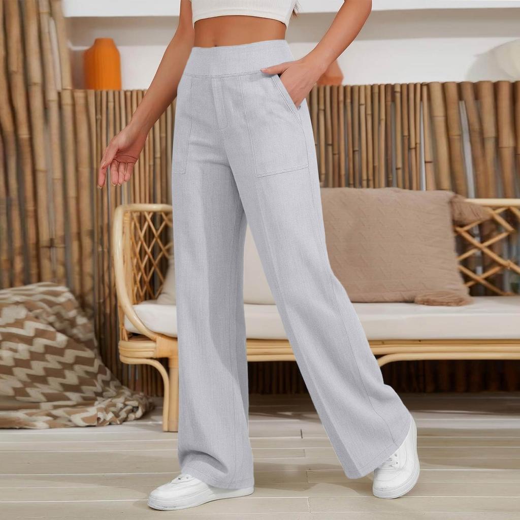Women's Casual And Fashionable Color Loose Pants With Pocketes
