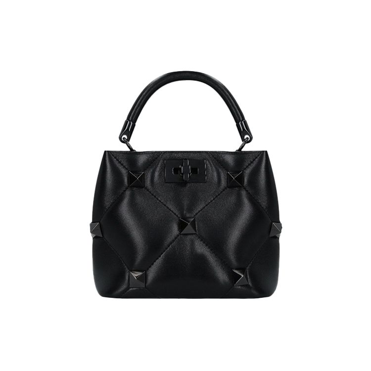 Valentino Nappaleder-Tragetasche mit Ton-in-Ton-Nieten Damenhandtaschen Schwarz WW2B0I97LWB0NO