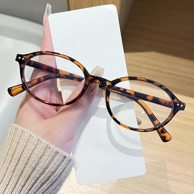 Retro Style Oval Frame Blue Light Blocking UV Protection Glasses