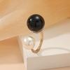 Korean Leaf Flower Pearl Ring - European & American Fashion Alloy Jewelry
