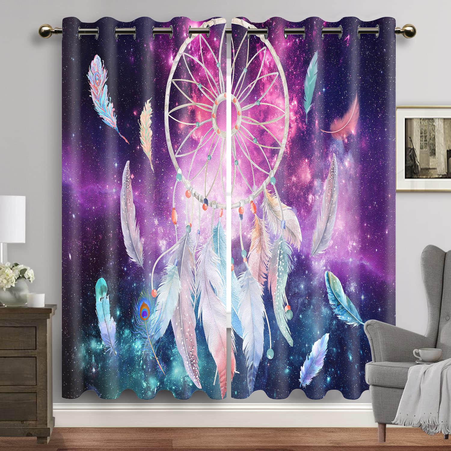 

Фиолетовая Галактика Оконные Шторы Космос Планета Люверсы Тонкая Занавеска Вселенная Звезды Драпировки для Спальни Звездный Лес Cortinas 2шт 100W80H(CM)&Rod Pocket