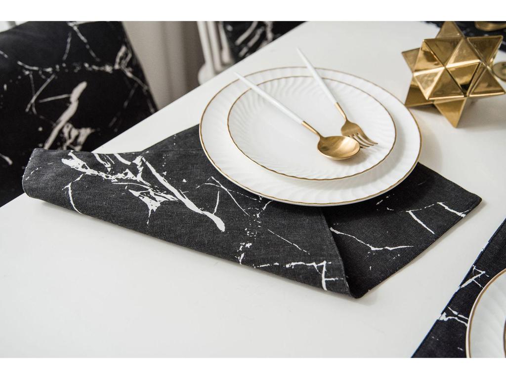 Nordic Black and White Marble Table Runner - Long Fabric Strip for TV Cabinet and Coffee Table Cover