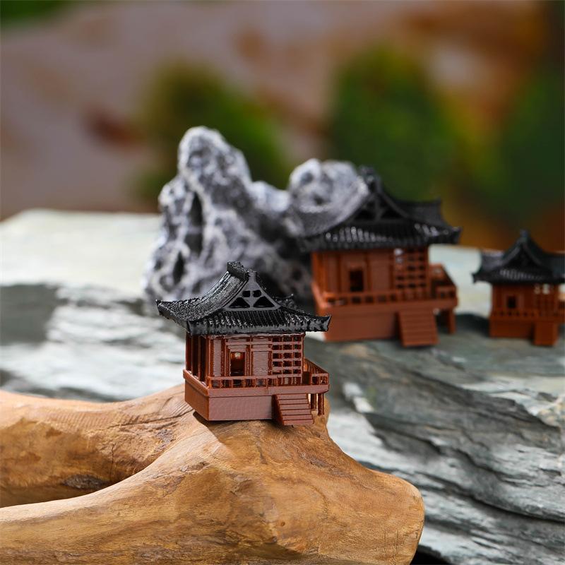 Pavilion Dekorationen Pagode Statue Outdoor Fisch Tank Schmuck Zen Garten Aquarium Ornament Bonsai Landschaftsbau