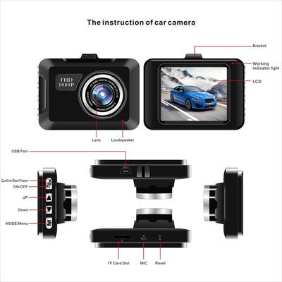 1080P 2,25 polegadas Câmera Dashcam para carro G-Sensor Detecção de movimento Gravação em loop Câmera de painel de visão noturna Gravador de condução de carro Câmera DVR para carro