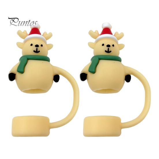 

2/5/10 шт. Рождественский чехол для соломинки с милым дизайном в виде привидения, силиконовый колпачок для соломинки, пылезащитный, брызгозащищенный, 10 мм, моющиеся, противоскользящие крышки для стакана 2pcs