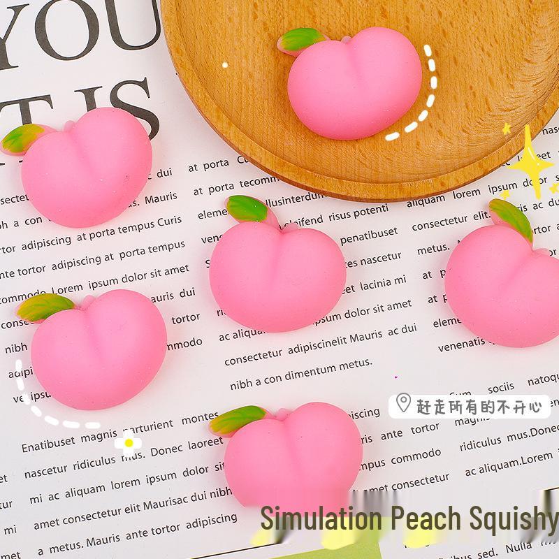 Mochi Peach Watermelon 3D Stress Relief Toy - Cute Soft Rubber Squeeze for Kids