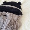 Fashion Creative Wool Knit Ox Horn Beard Hat Warm Comfortable Beanie Hat Halloween Gifts