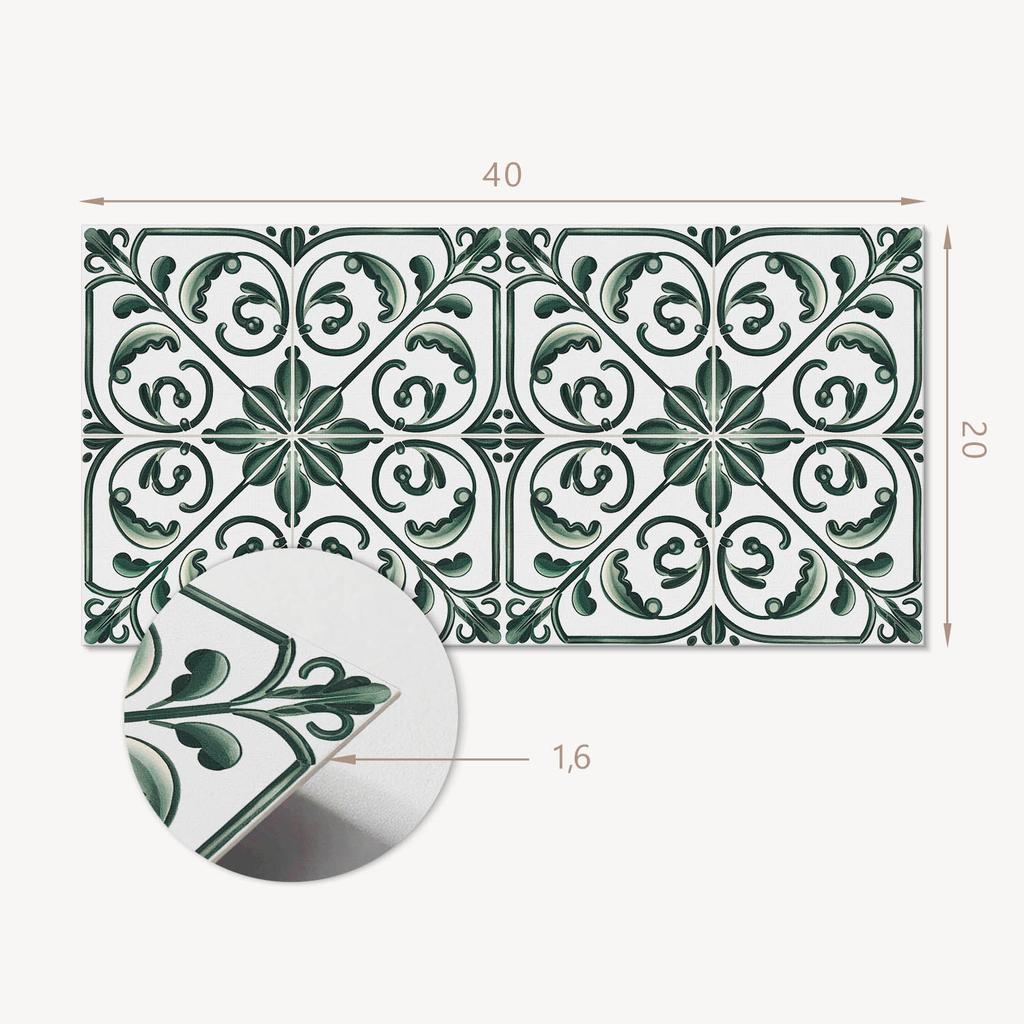 Set of Self-Adhesive Vinyl Tiles with Floral Pattern and Ornaments 10x40x20 cm