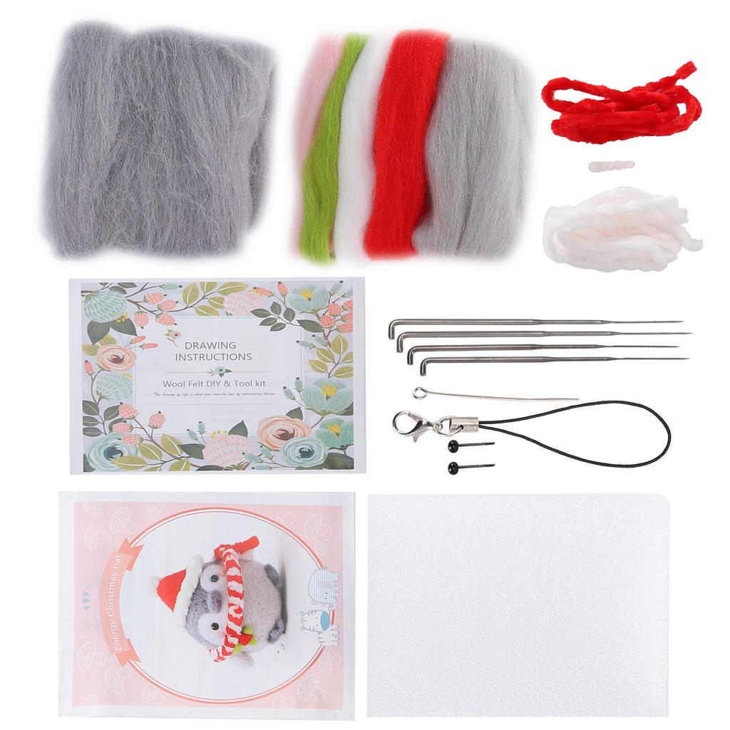 Nadelfilz-Set Wollfilz-Zubehör Niedliche Tier-Plüschpuppe DIY Bastelmaterial 112# Energie Weihnachts-Hut