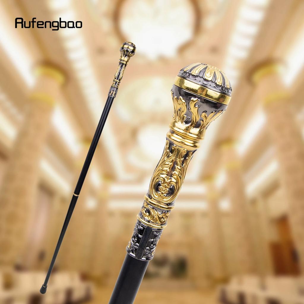 Golden Black Luxury Round Handle Fashion Walking Stick for Party Decorative Walking Cane Elegant Crosier Knob Walking Stick 93cm