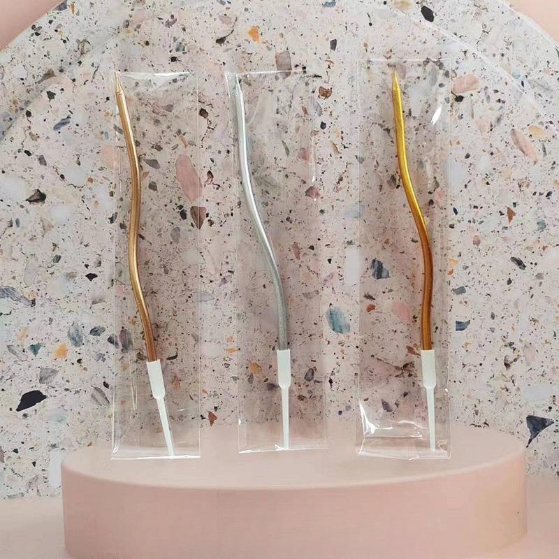 Birthday Candle Single Silver Long Pole Curve Cake Candle Insert Individually Packaged Baking Decoration