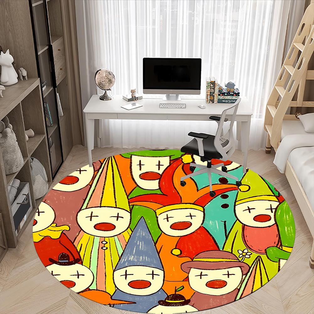 1pc Clowns Office Round Area Rug, Indoor Mat Suitable For Office, Under Office Chairs Bedroom Living Room Home Decor, Room Deco