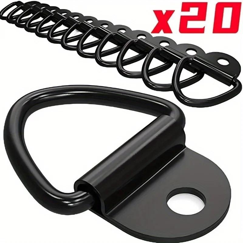 5/10pcs Black D Shape Pull Hook Tie Down Anchors Ring Iron Stainless Steel Cargo Tie Down Ring for Car Truck Trailers RV Boats
