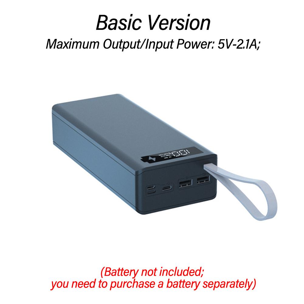 Detachable No‑Welding 16 Cells 18650 Battery Mobile Power Supply Kit Power Bank Kit QC Fast Charge Wireless Charging Function