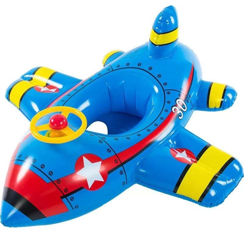 Children's Inflatable Plane Swim Ring With Reinforced Bottom Eco-friendly Pvc Material Printed Design