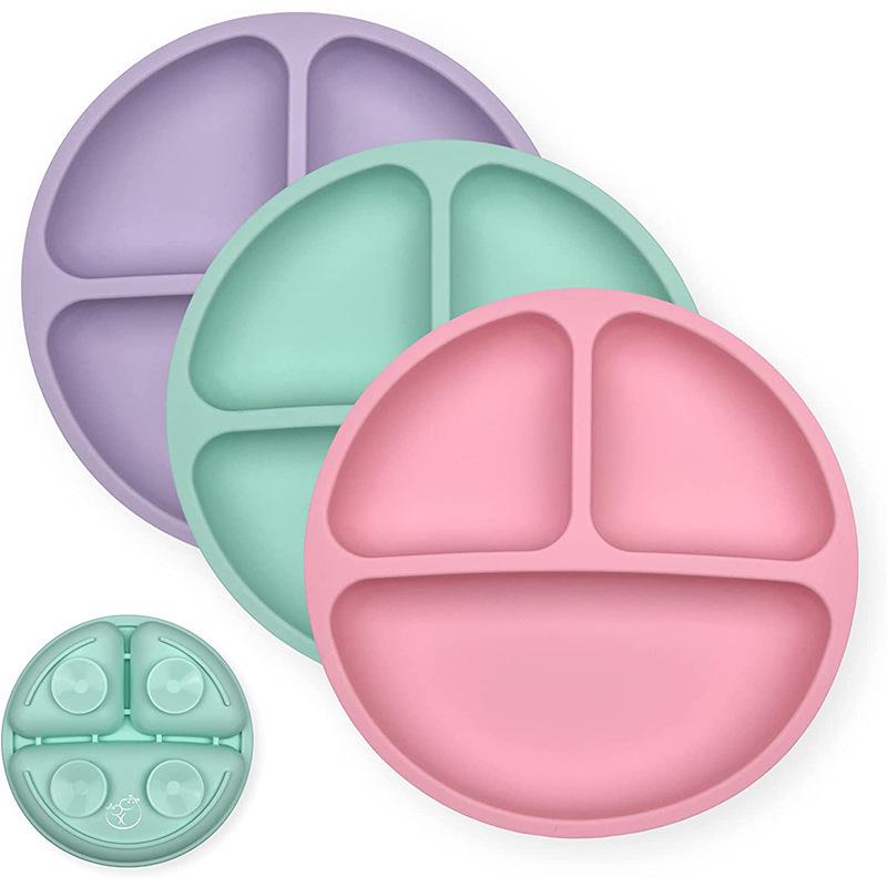 Silicone Baby Tableware Set: Bowl, Fork, Spoon, Plate with Suction Cup