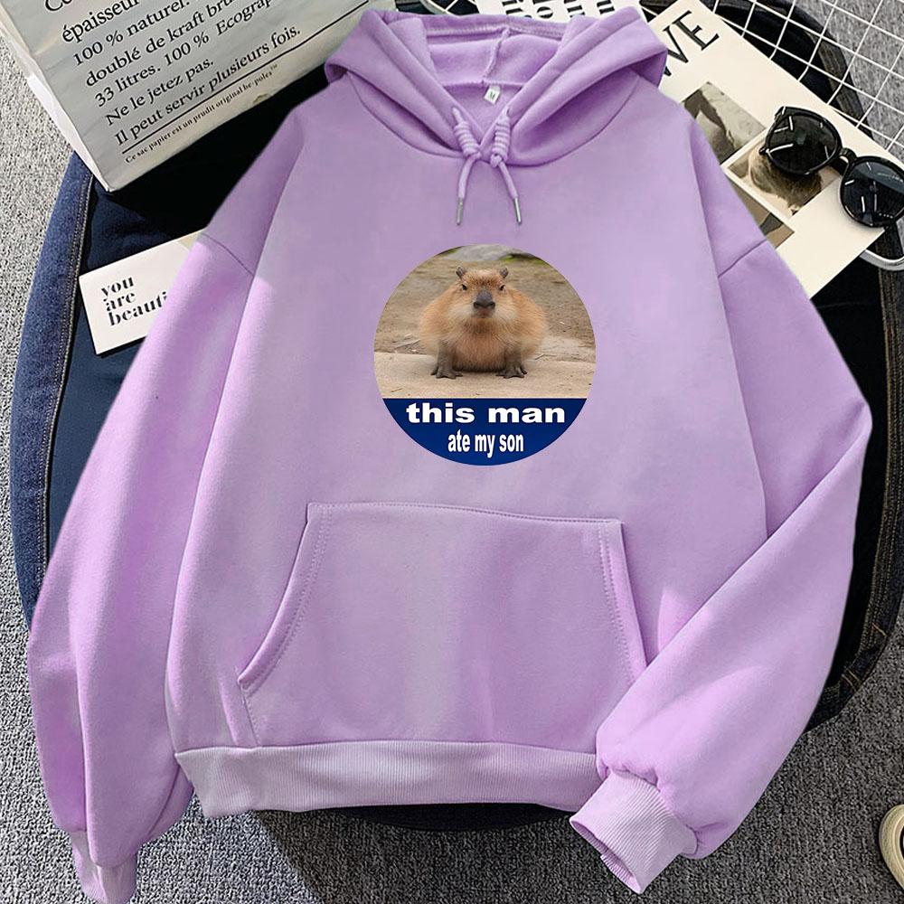 Capybara Cartoon Hoodie Graphic Printing Kawaii Sweatshirt Long Sleeve Comfortable Clothing Moletom Casual Pullovers  Soft Cute