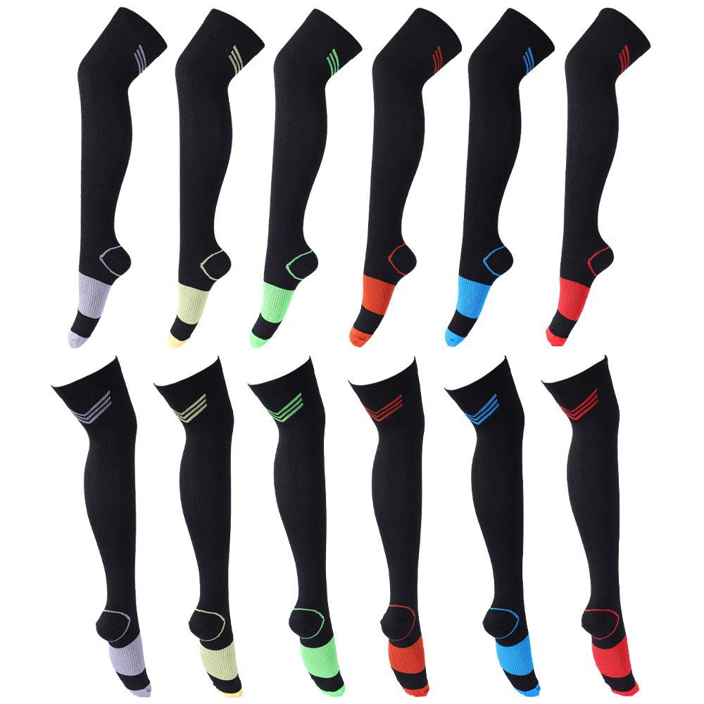 1 Paar Stil Zufällig Über Knie Laufen Herren Damen Kompressionssocken Für Fußball Anti-Ermüdung Schmerzlinderung Kompressionssocken Unisex