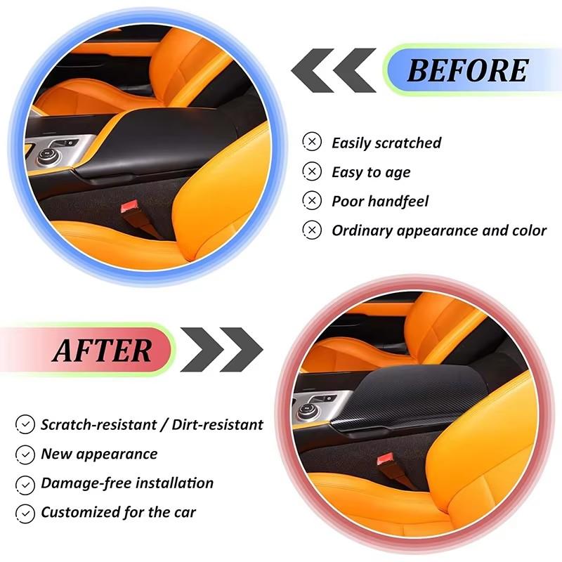 ABS Carbon Fiber For Chevrolet Corvette C7 2014-2019 Car Central Control Armrest Box Protection Cover Car Interior Accessories
