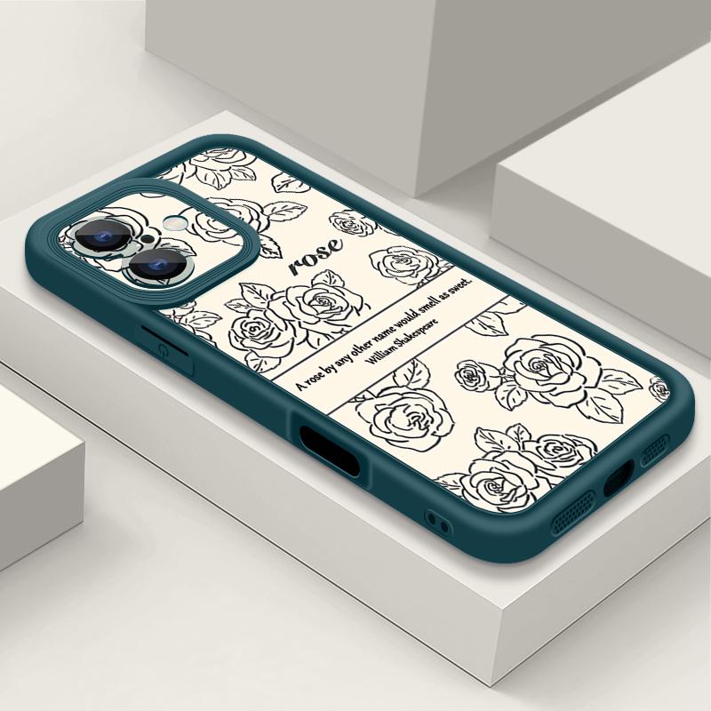 Rose Flowers Candy Color Phone Case For iPhone 16 Pro Max 16e 14 15 Pro Max Plus 13 12 11 Pro 7 8 XR X XS Shockproof Bumper TPU Silicone Cover