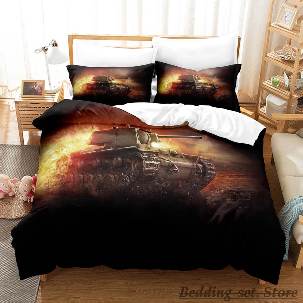 

Comforter Game World Of Tanks Bedding Set Single Twin Full Queen King Size Bed Set Adult Kid Bedroom Duvet Sets Anime Bed Comforter (quilt)-EU Single(135*200cm)3pcs