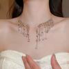 Shining Bridal Tassel Necklaces Crystal Neck Chain Choker Fashion Rhinestone Jewelry  Women