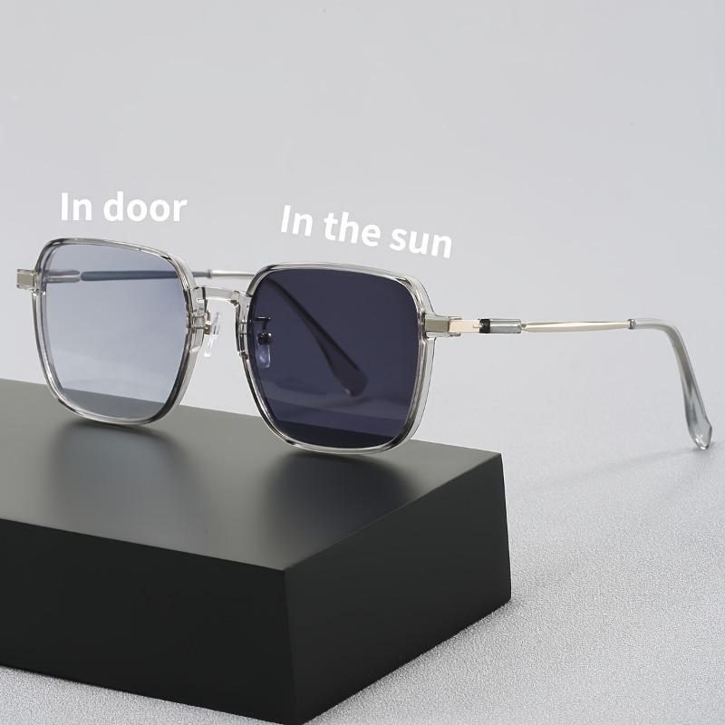 1 Pair Unisex Square Light-Sensitive Color-Changing Glasses for Phone & Computer - Stylish and Versatile Eyewear