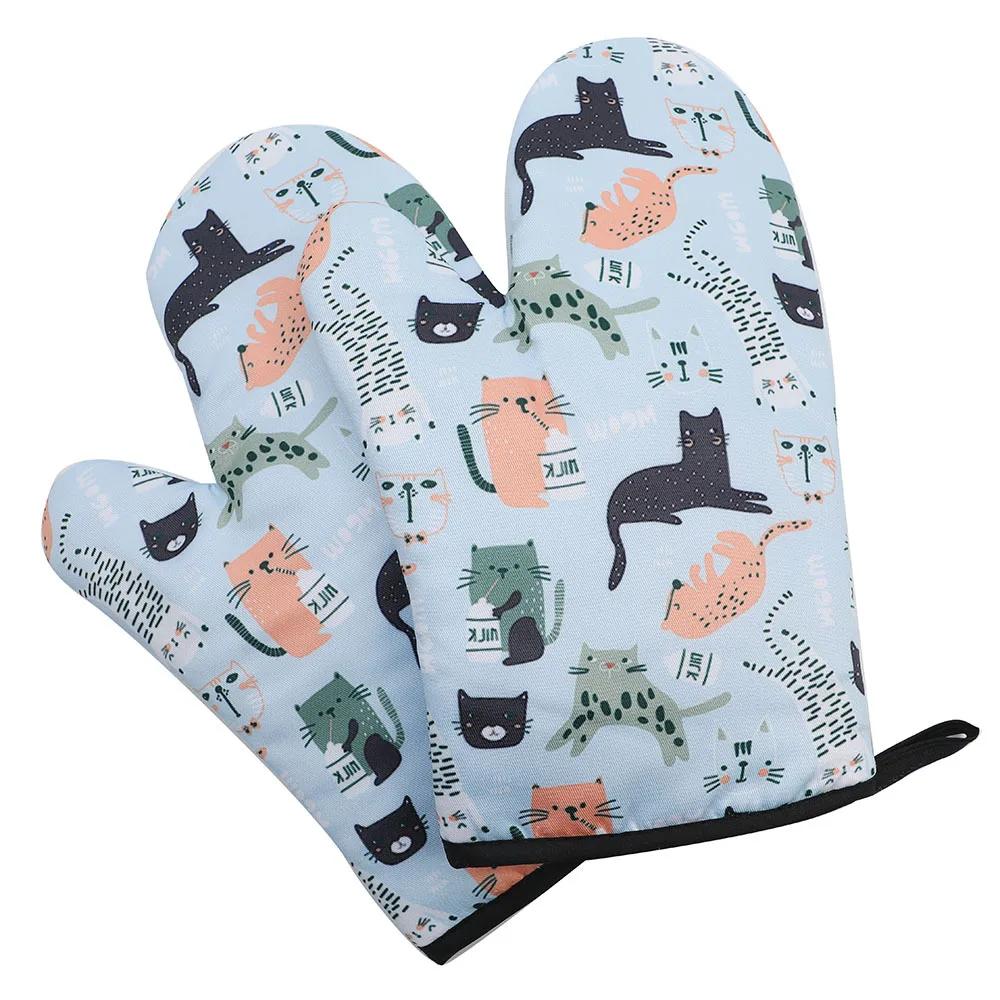 2Pcs Microwave Mitts Gloves Thickening Anti-scald Heat Resistant Insulation Non-slip Oven Mitts Baking Accessories Kitchen Tools