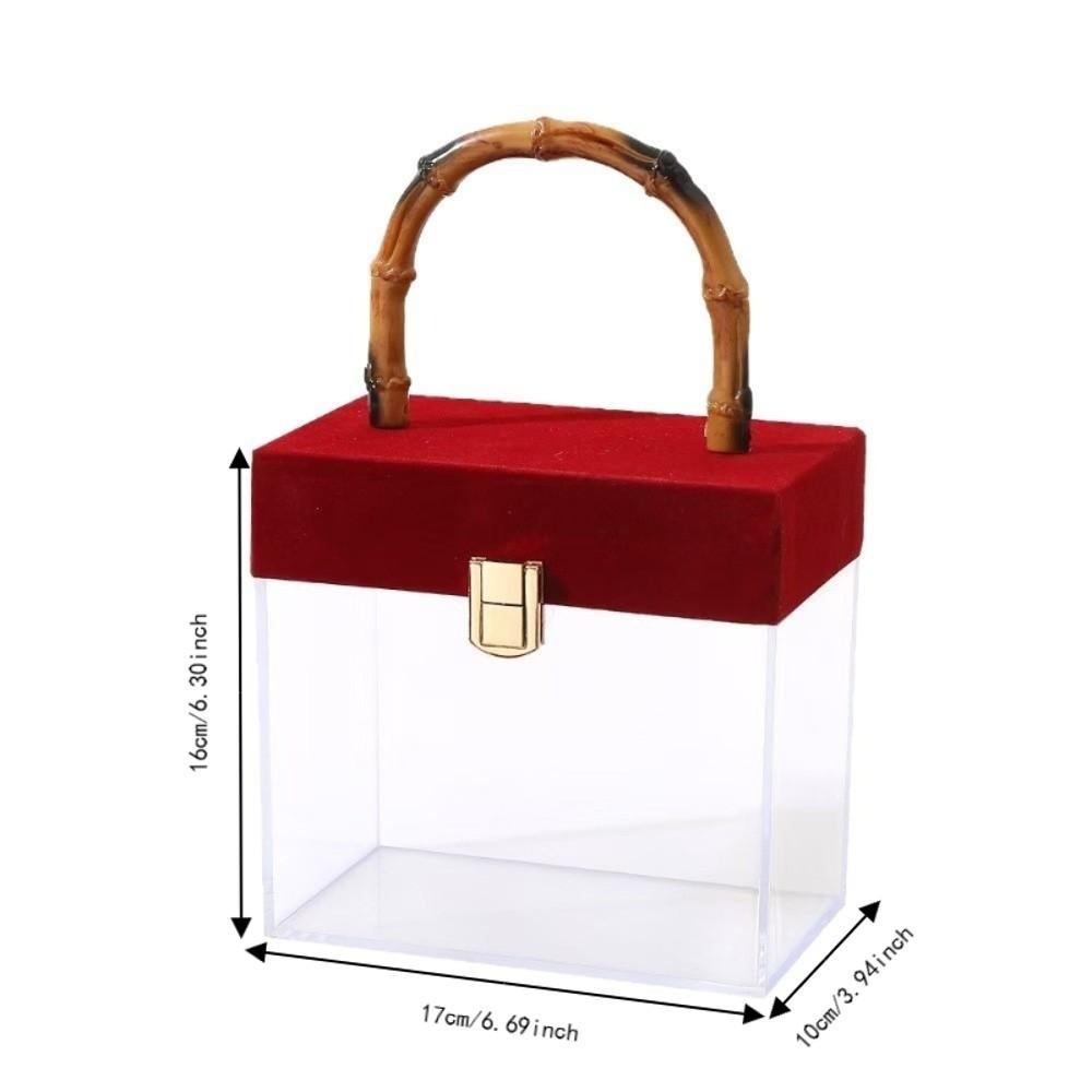 with Bamboo Handle Hand-Held Gift Box Velvet Gift Box Wedding Souvenirs Party Candy Packaging