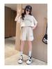 Summer 2025 Girls' Fashion Streetwear: Big Kids' Sporty Two-Piece Short-Sleeve Set