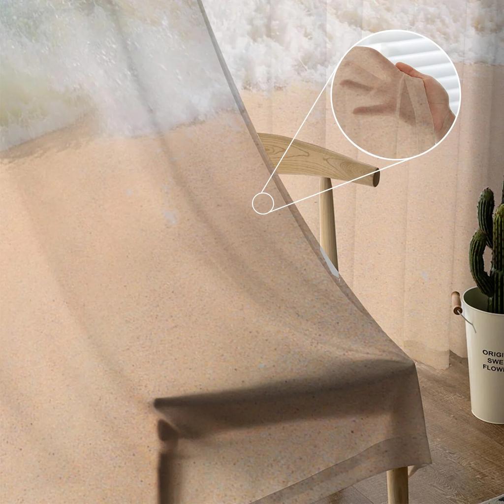 Meer Strand Wellen Tüll Vorhänge für Wohnzimmer Chiffon Voile Sheer Fenster Vorhang für Schlafzimmer