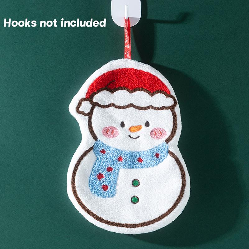 Christmas Hand Towel Cartoon Gingerbread Man Snowman Coral Fleece Towel Christmas Home Kitchen Bathroom Decoration Xmas Gifts