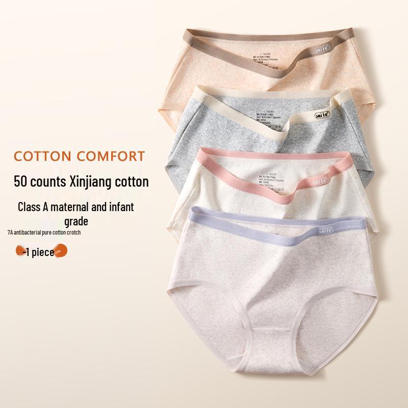 7A Antibacterial Cotton Mid-Waist Women's Briefs - 50 Pack, Breathable, A-Grade Triangle Design